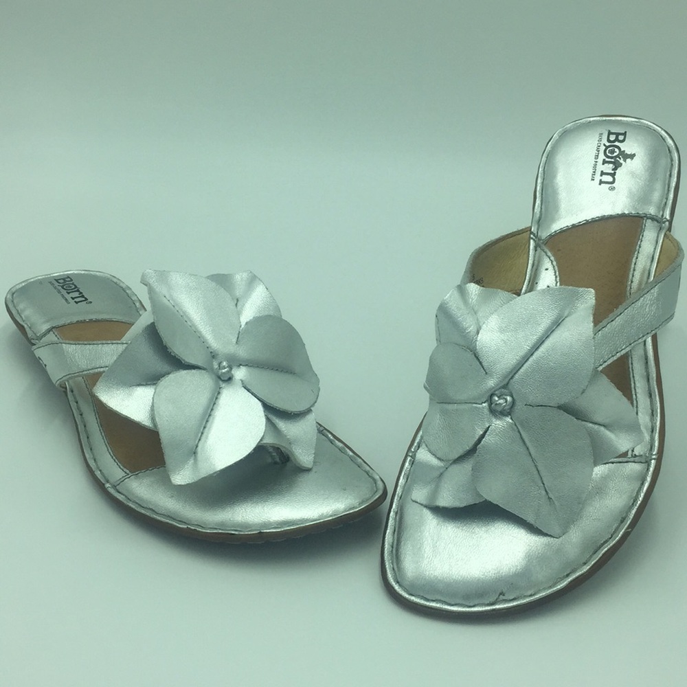 Born Silver Flower Sandals